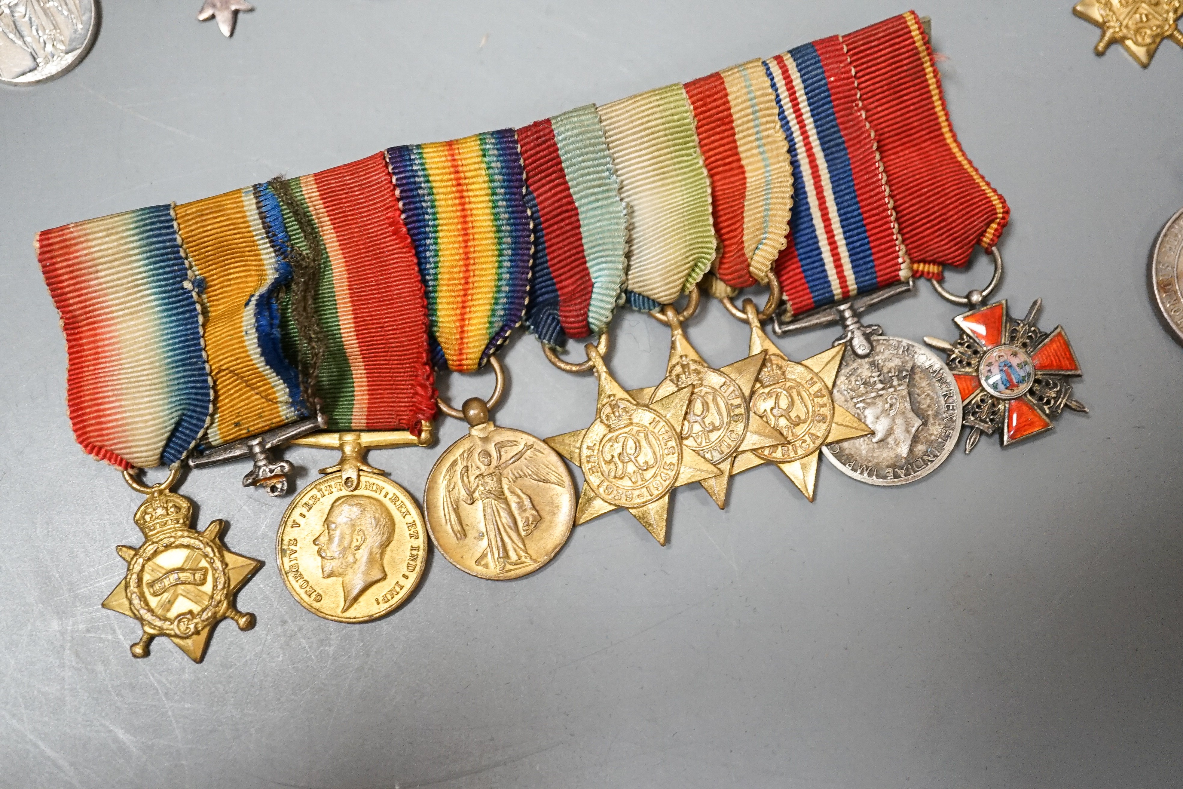 A group of George V and George VI miniature medals, and a miniature Crimea medal